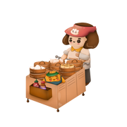 Dimsum Cart Lady Sticker