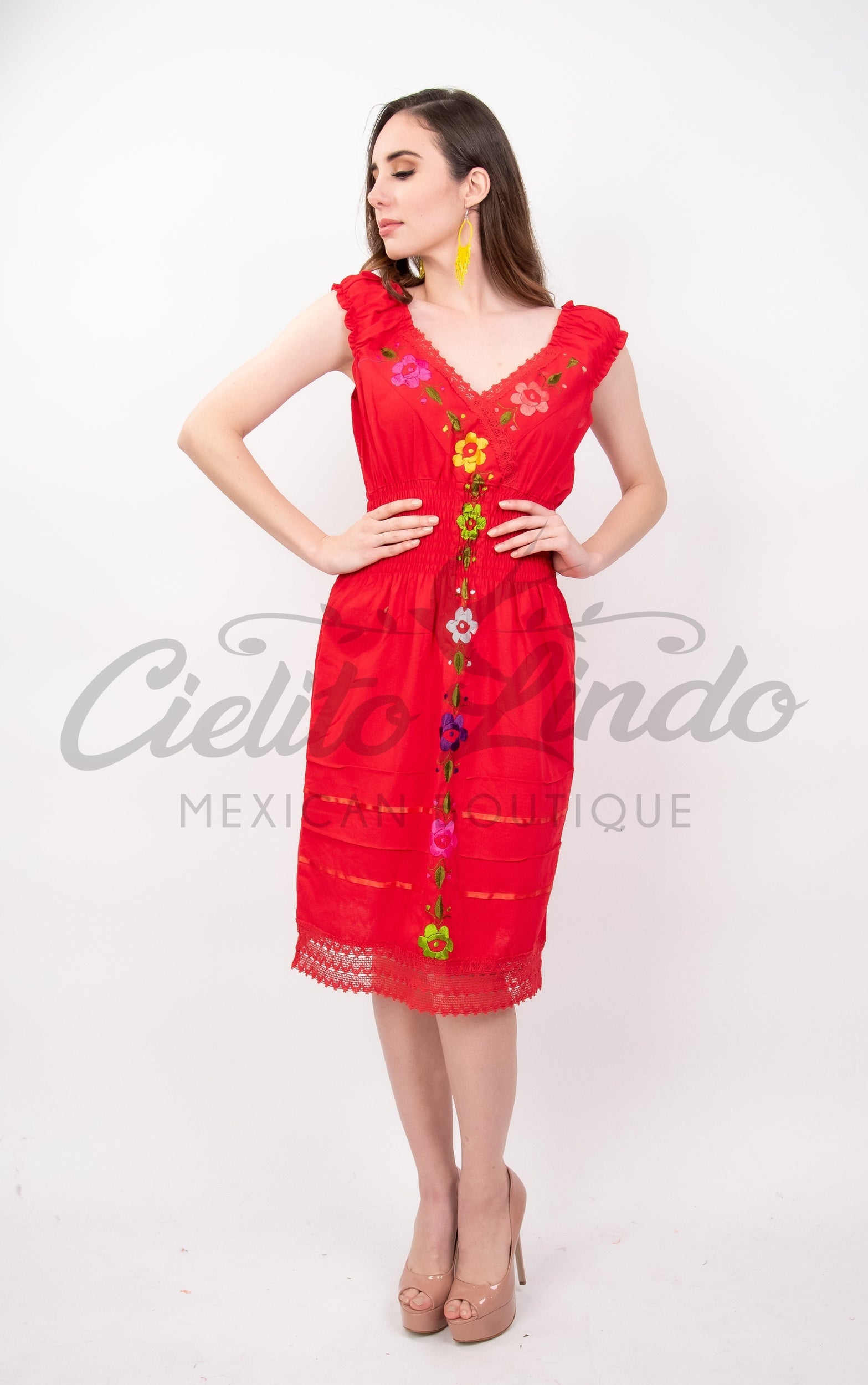 Vely Mexican V-Neck Dress