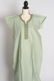 Printed Green Pure Cotton Indian Women Nighty in Regular Size