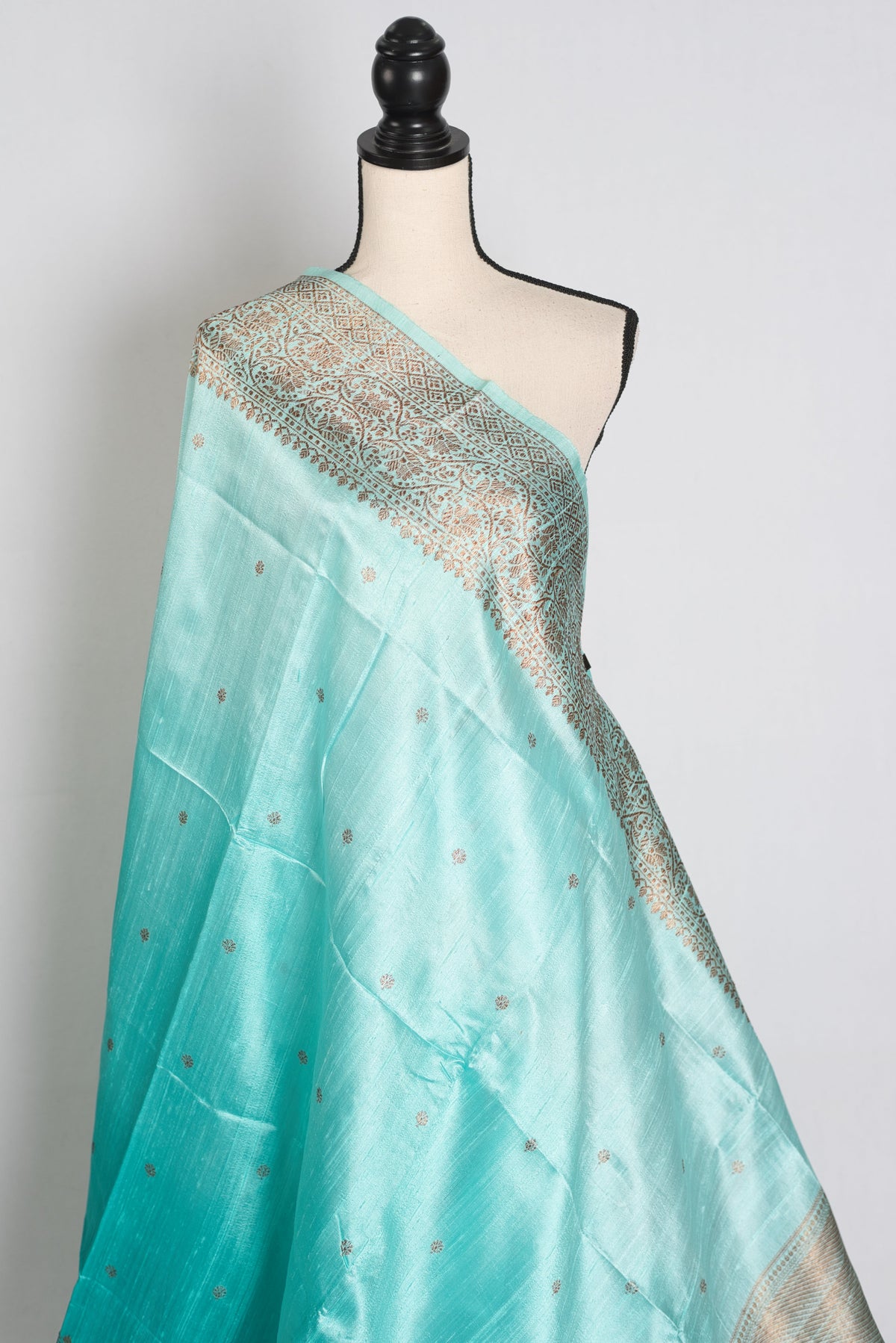Gemini : Sky Blue Ombre Pure Raw Silk Handwoven Banarasi Saree