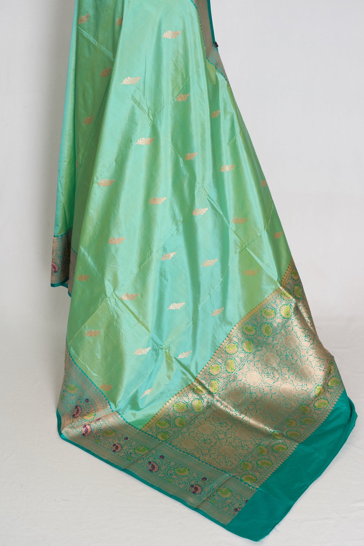 Mehuli : Sea Green Meenakari Handwoven Banarasi Silk Saree | Silk Mark Certified