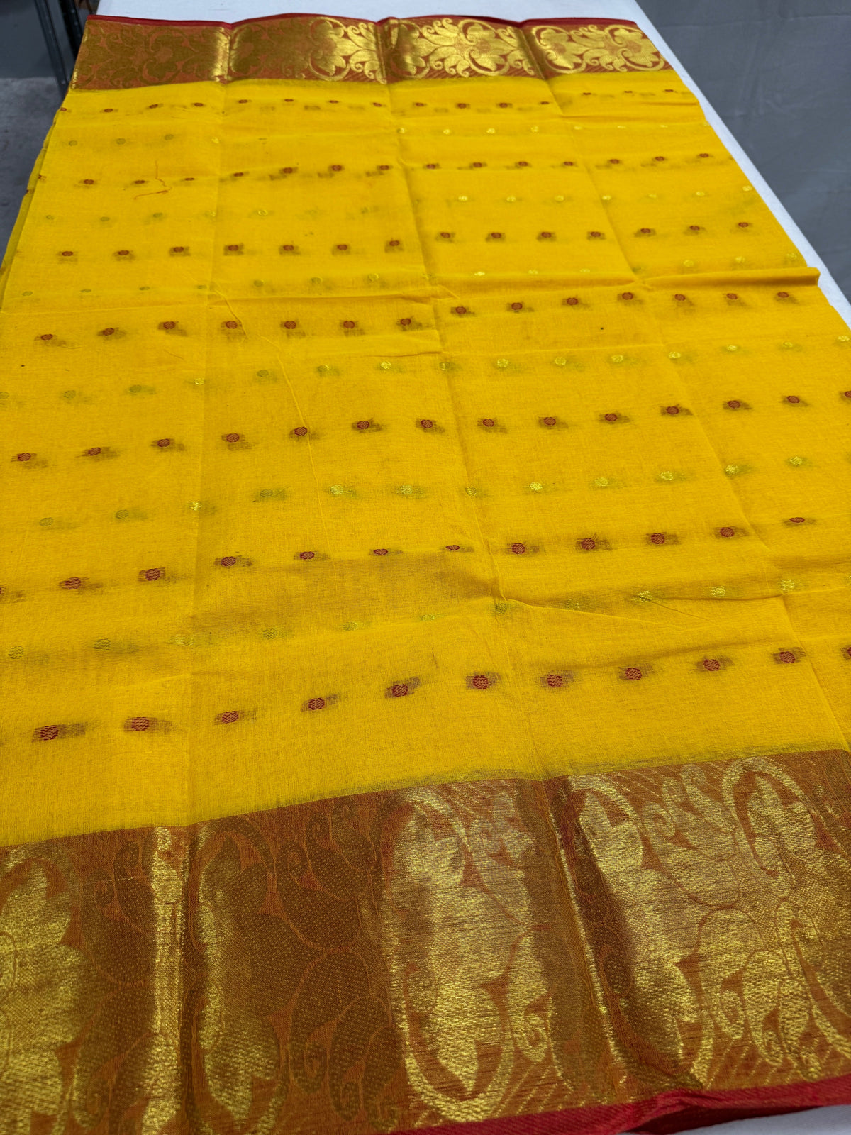 Ritaja : Yellow and Red Bengal Handloom Pure Cotton Tant Saree