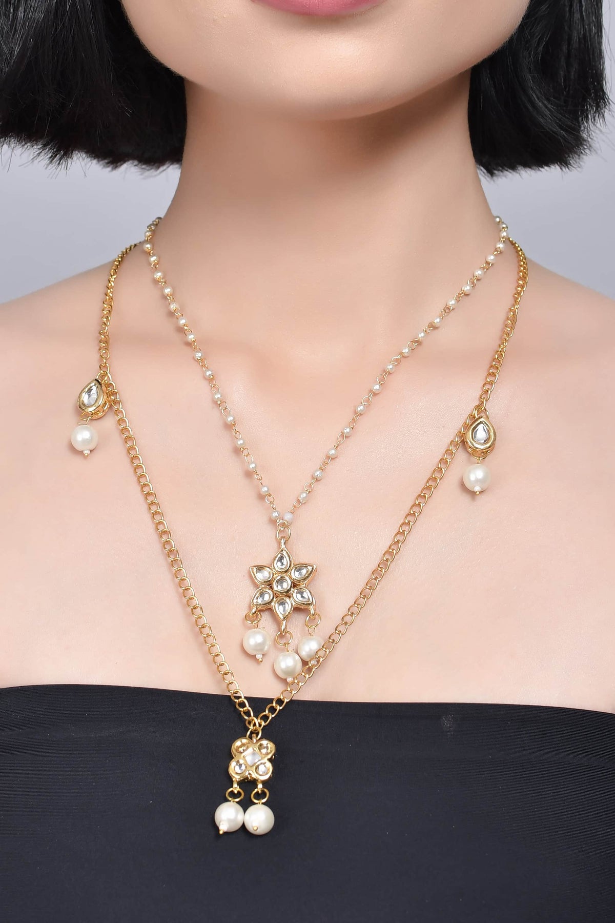 Embellished Multi Layered Kundan Necklace