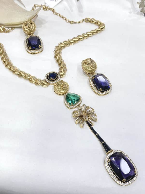 Exclusive Designer Sabya Sachi Inspired Fusion Stone Necklace Set