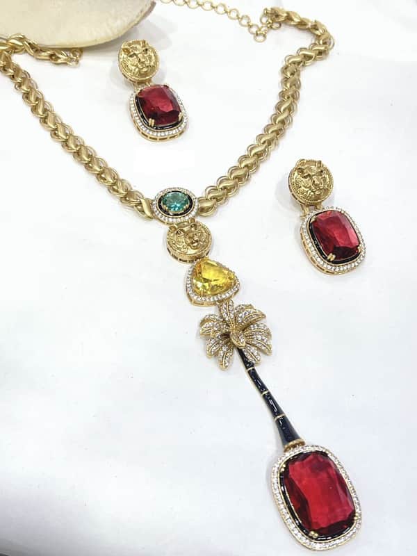 Exclusive Designer Sabya Sachi Inspired Fusion Stone Necklace Set