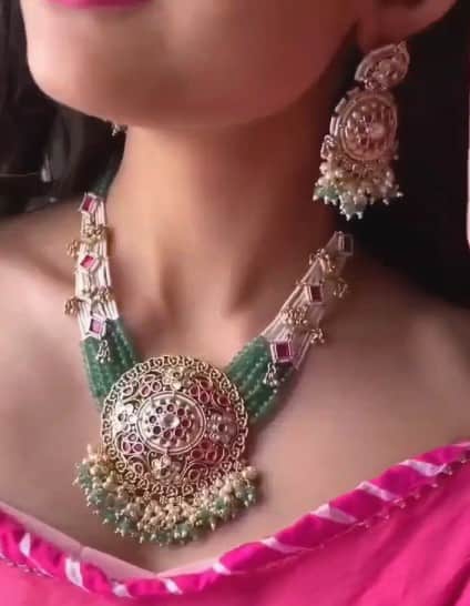 Exclusive Hand Crafted Kundan Polki Necklace Set