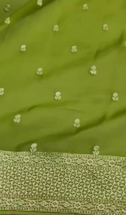 Exclusive Handloom Banarasi Chiffon Khaddi Georgette Saree with Golden Zari Work