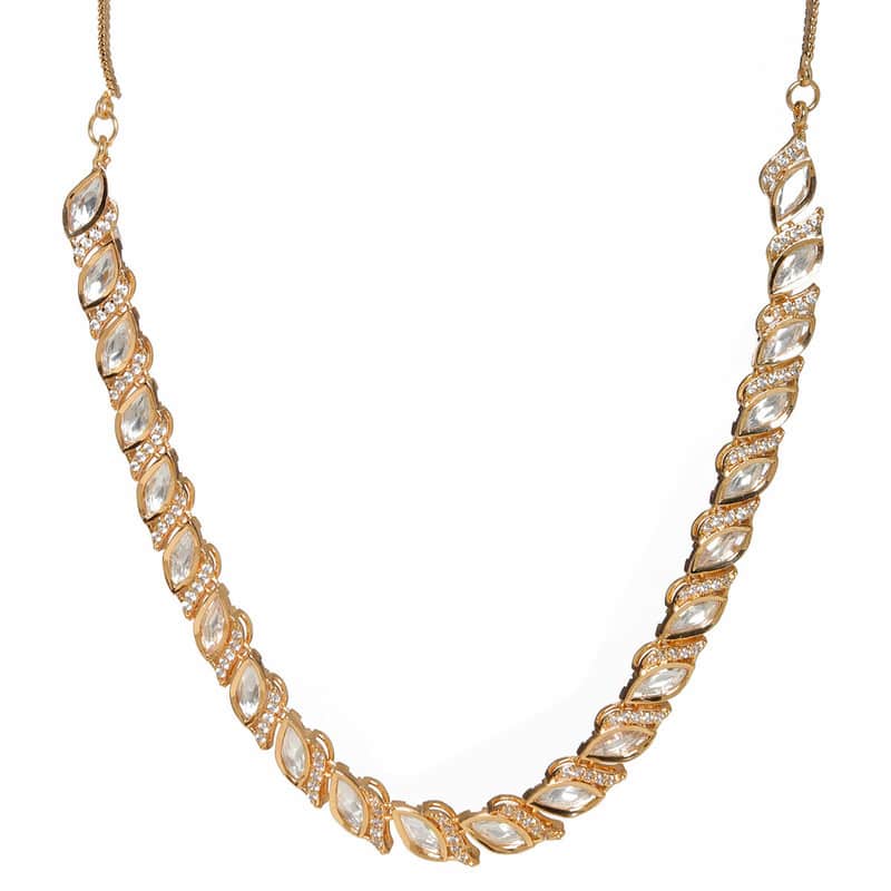 Exclusive Kundan And American Diamonds Necklace With Leaf Shaped