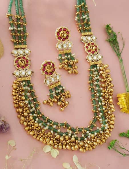 Exclusive Long Pearl Beaded Jewelry Set