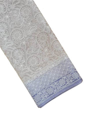 Exclusive Pure Organza Heavy Anchal Embroidery Work Chikankari Silk Saree