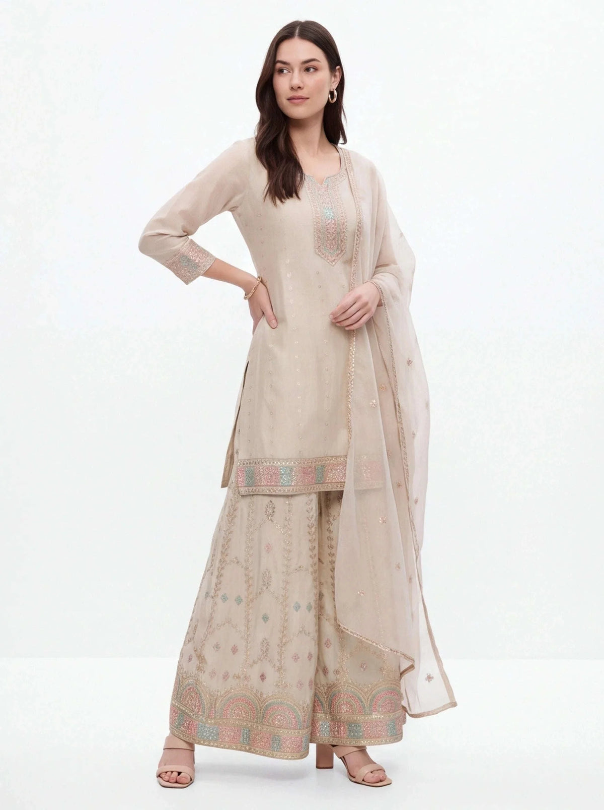 Party wear Tissue silk sharara set