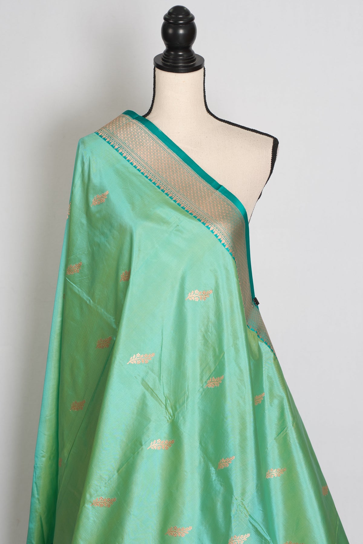 Mehuli : Sea Green Meenakari Handwoven Banarasi Silk Saree | Silk Mark Certified