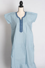 Printed Blue Pure Cotton Nightwear in Regular Size