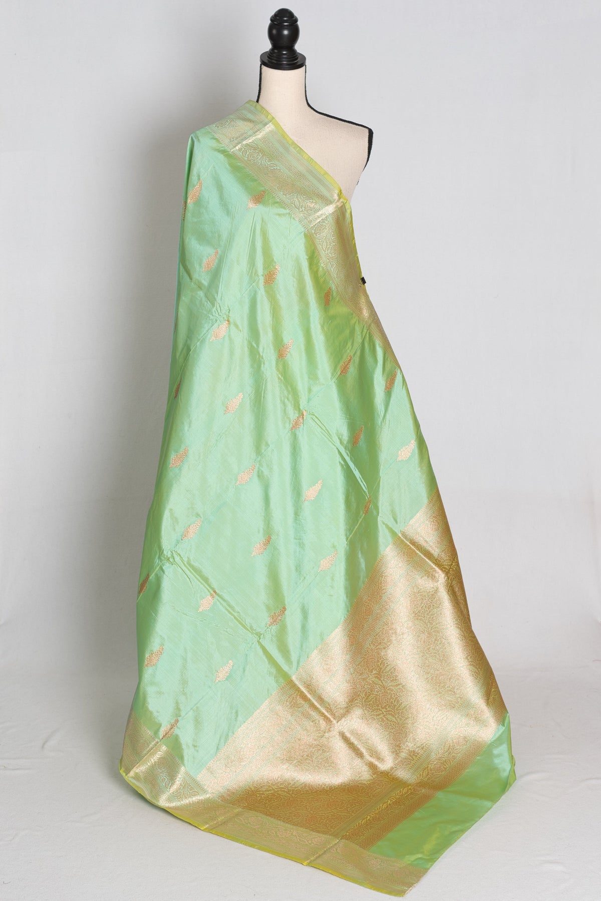 Sushma – Sea Green and Gold Pure Silk Banarasi Saree