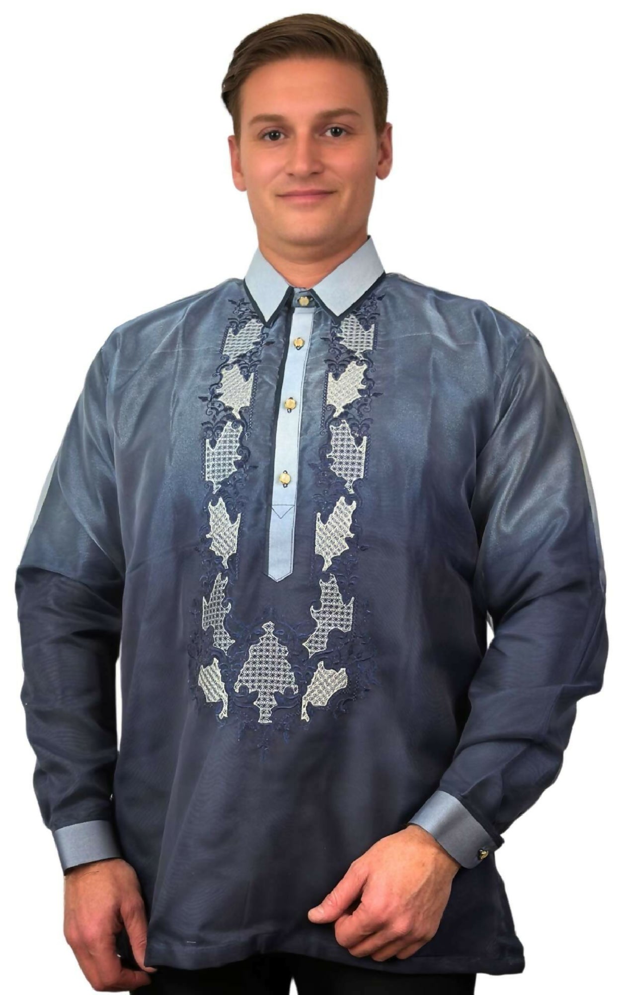 Mens Barong Tagalog - Navy