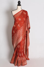 Priya: Rust Brown Lightweight Semi Georgette Banarasi Saree