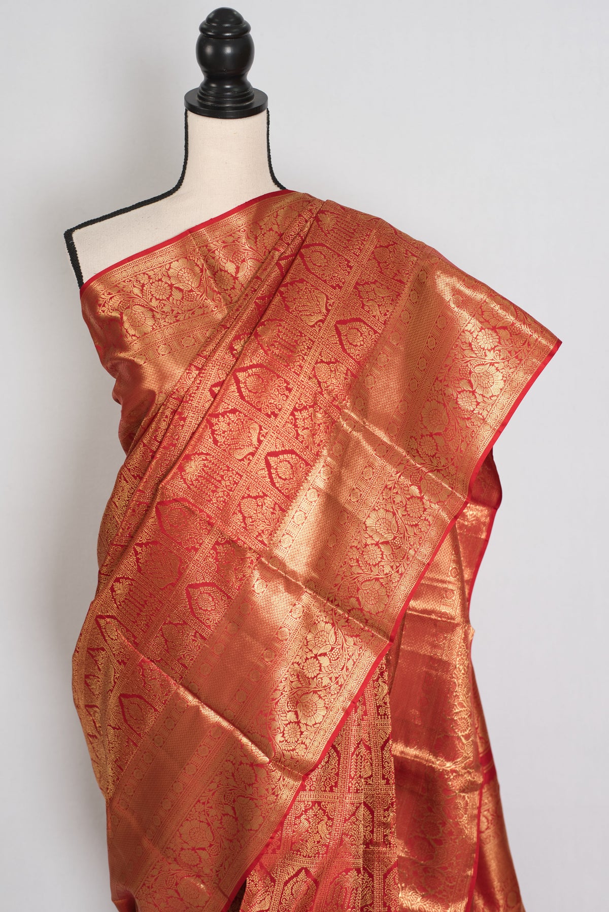 Hema : Red & Gold Bridal Kanjivaram Brocade Silk Saree (Silk Mark Certified)