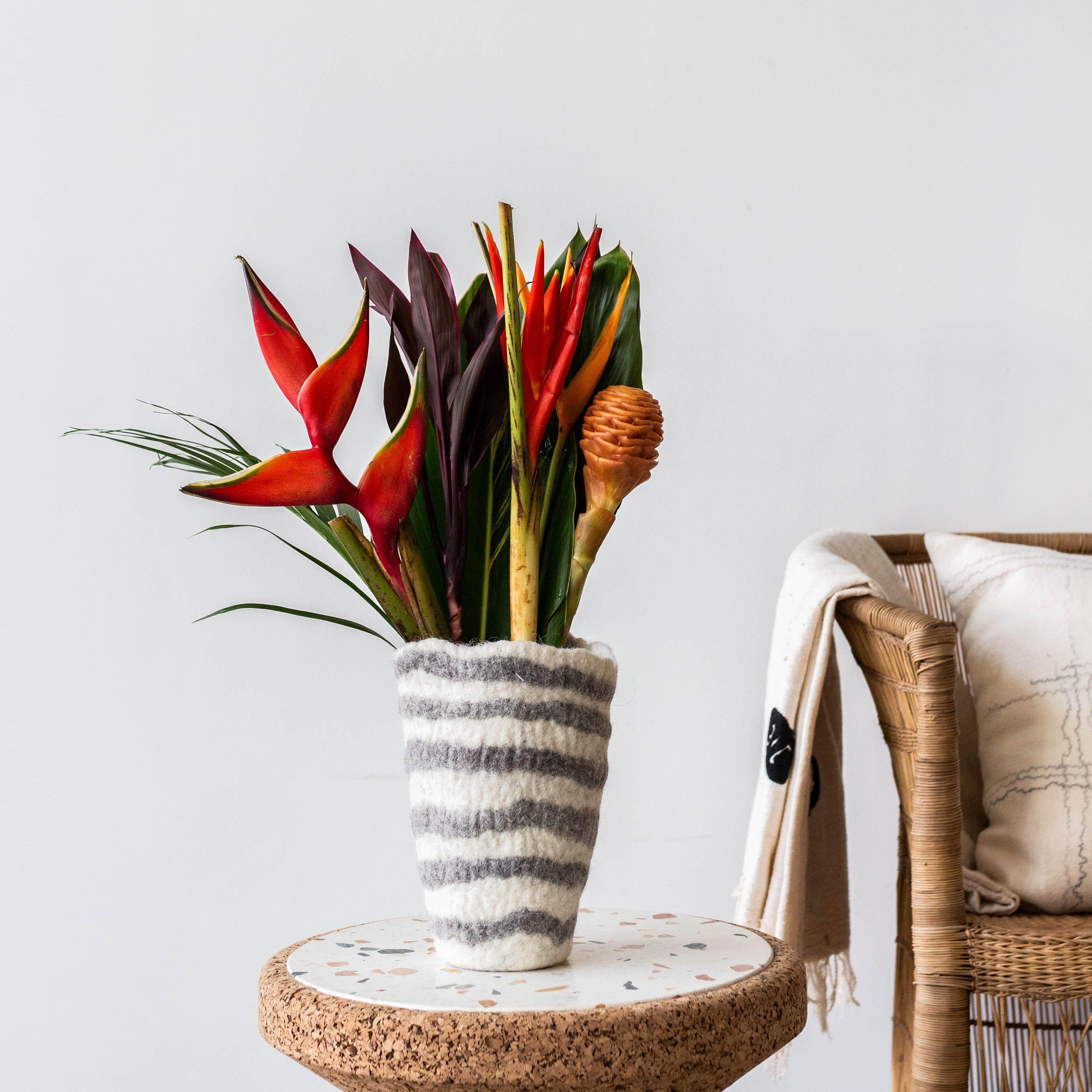 Hand-Felted Woven Wool Table Vase