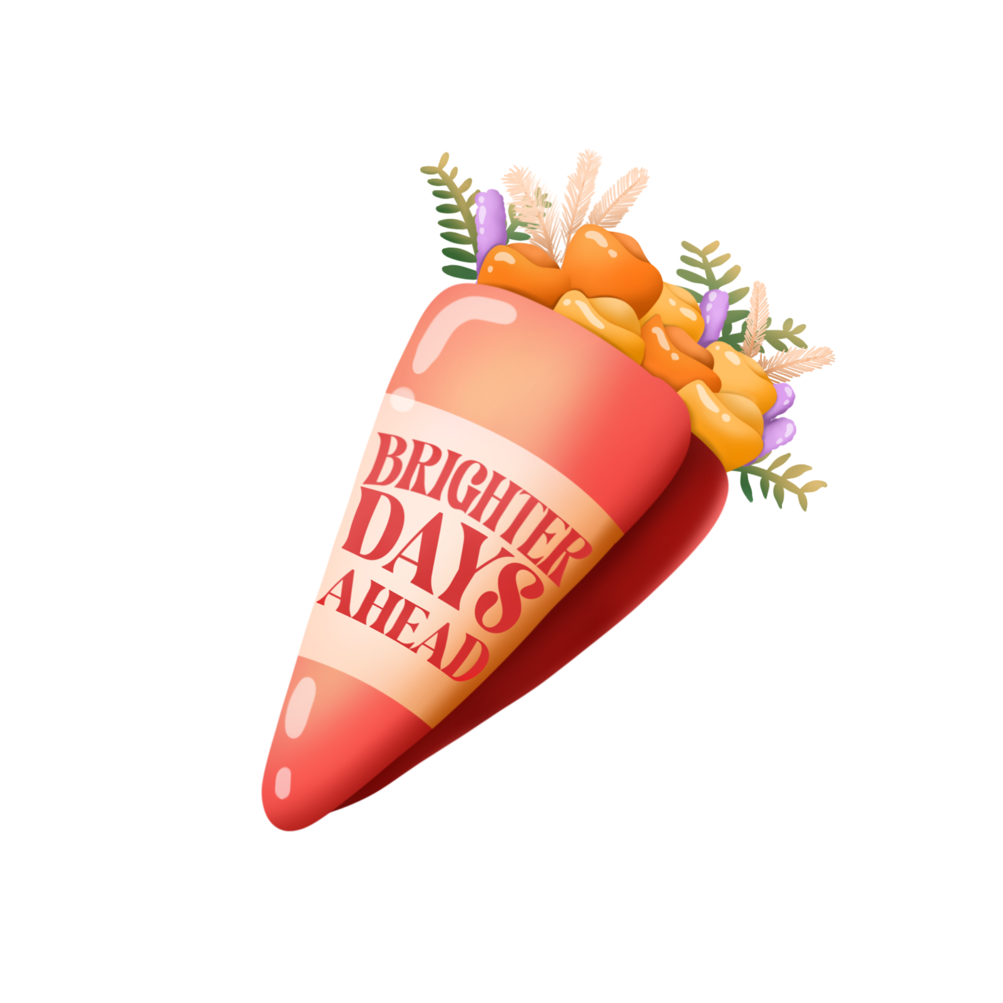 'Brighter Days Ahead' Flower Bouquet Sticker