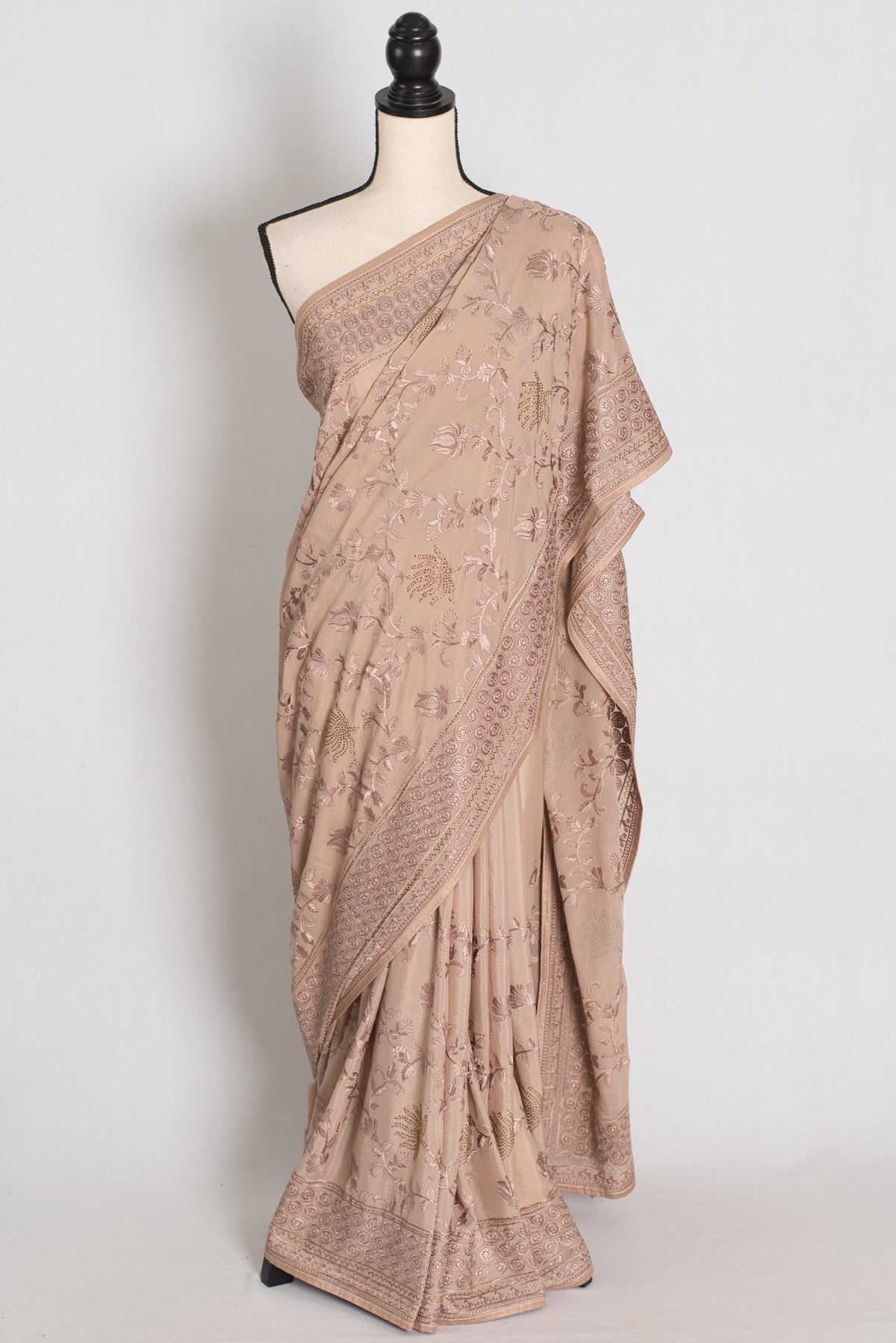 Ruma | Pastel Brown Georgette Partywear Saree | Trending Bollywood Design