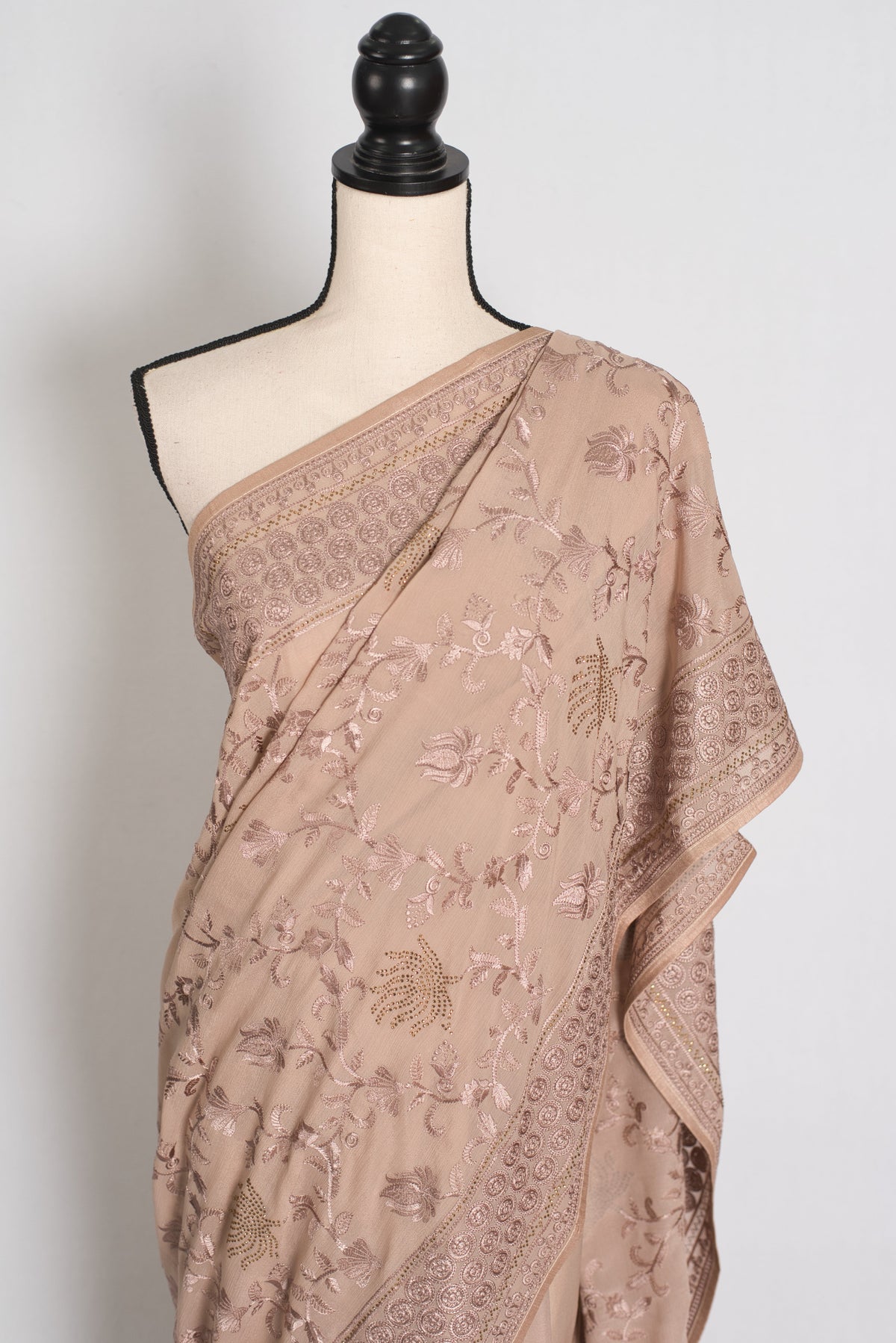 Ruma | Pastel Brown Georgette Partywear Saree | Trending Bollywood Design