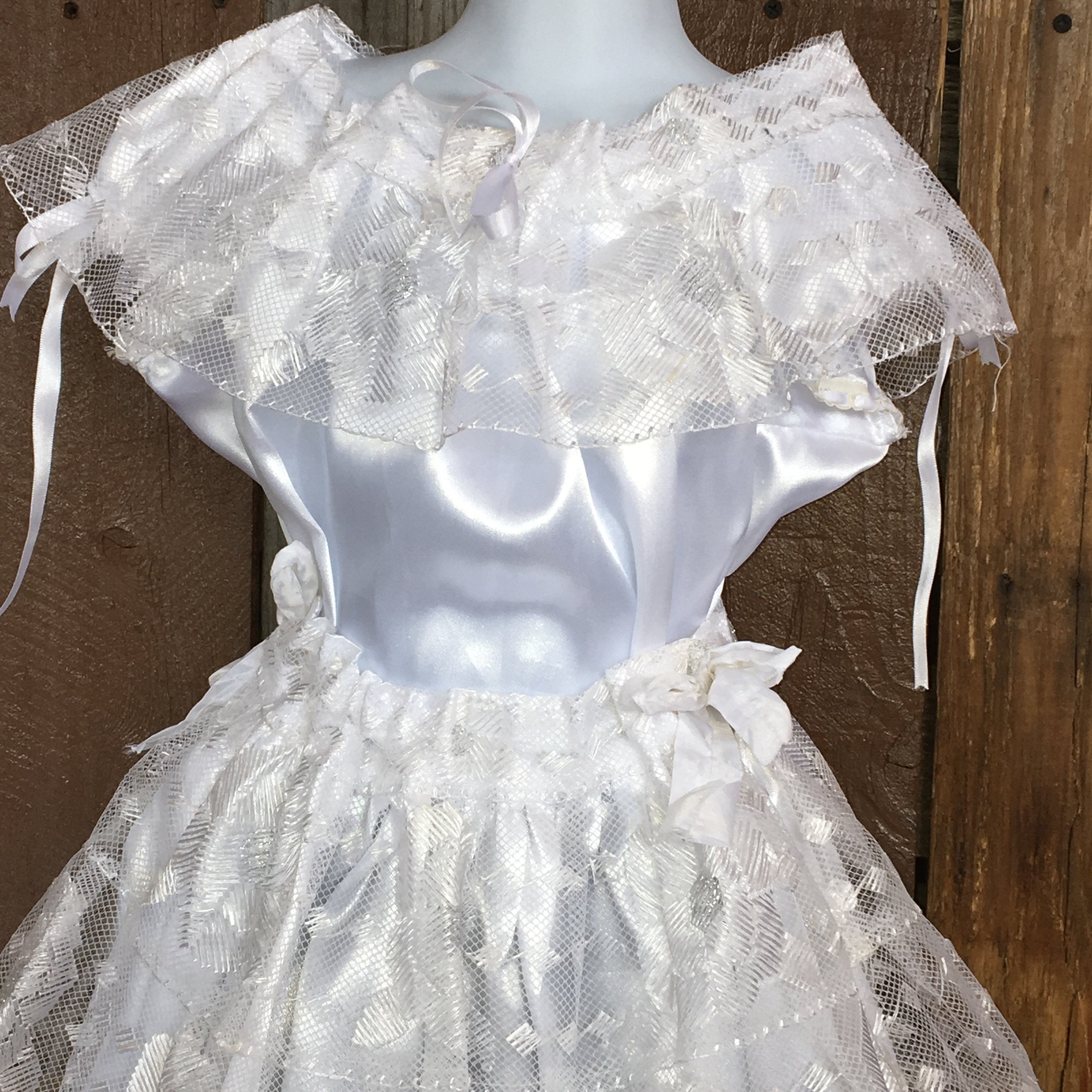 Mexican Chiapaneca Dress for Girls White/White