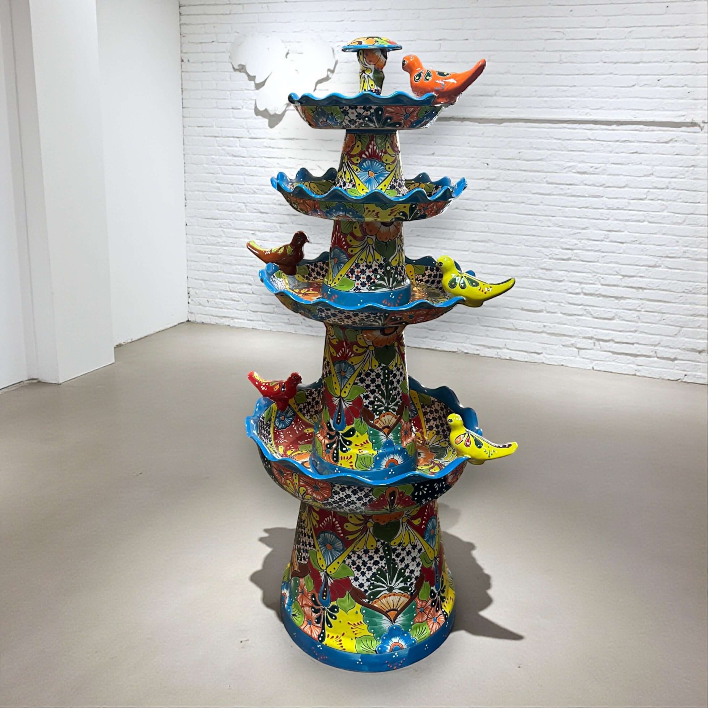 Grand Talavera Garden Fountain | Handcrafted Mexican Art