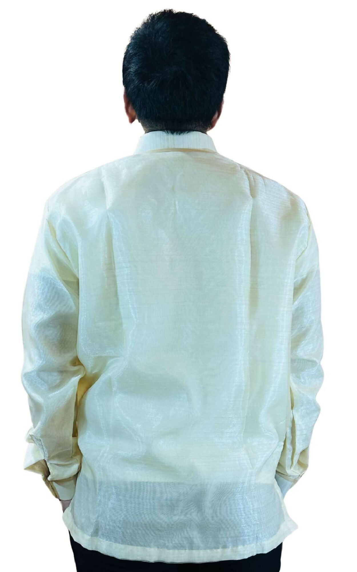 Mens Barong Tagalog - Ivory White Organza