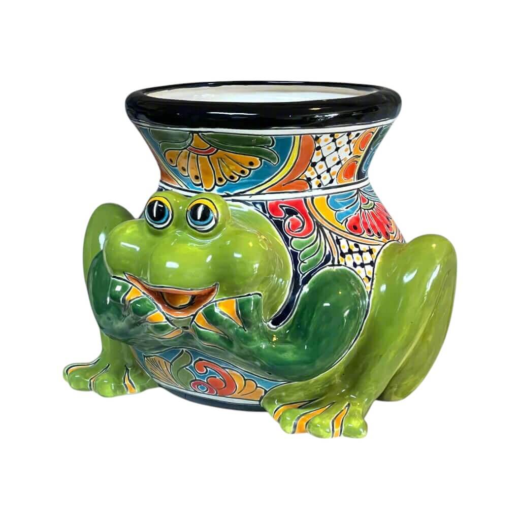 Talavera Frog Planter | Colorful Hand-Painted Mexican Ceramic Pot