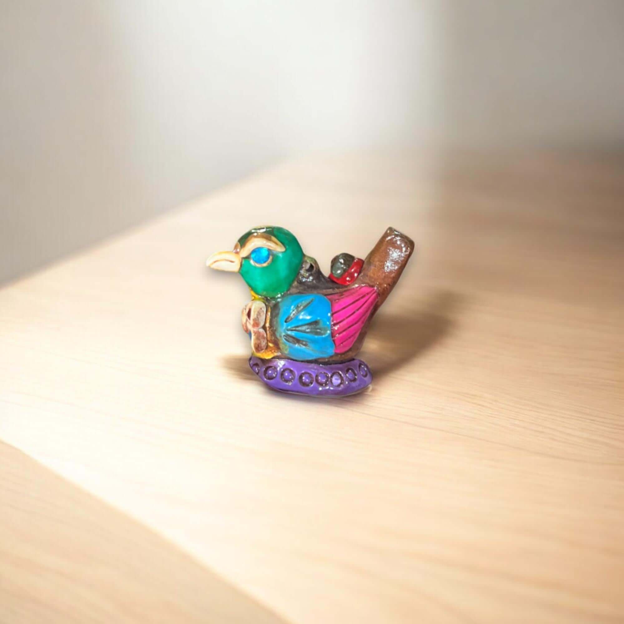 Small Aztec Bird Whistle | Handcrafted Cultural Ceramic Decor