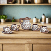 Heart Mug & Pitcher Set | Handmade Mexican Pottery (9-Pieces)