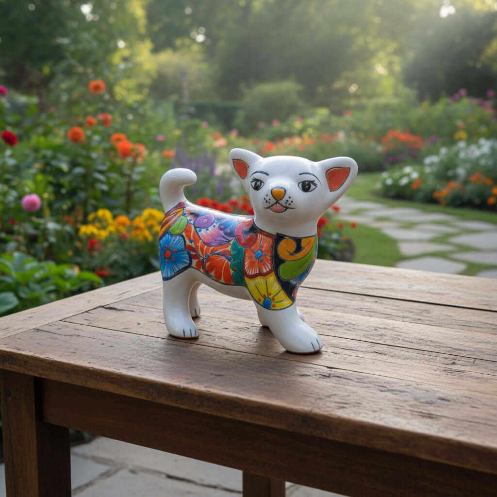 Talavera Chihuahua Dog Figurine | Handcrafted Mexican Art