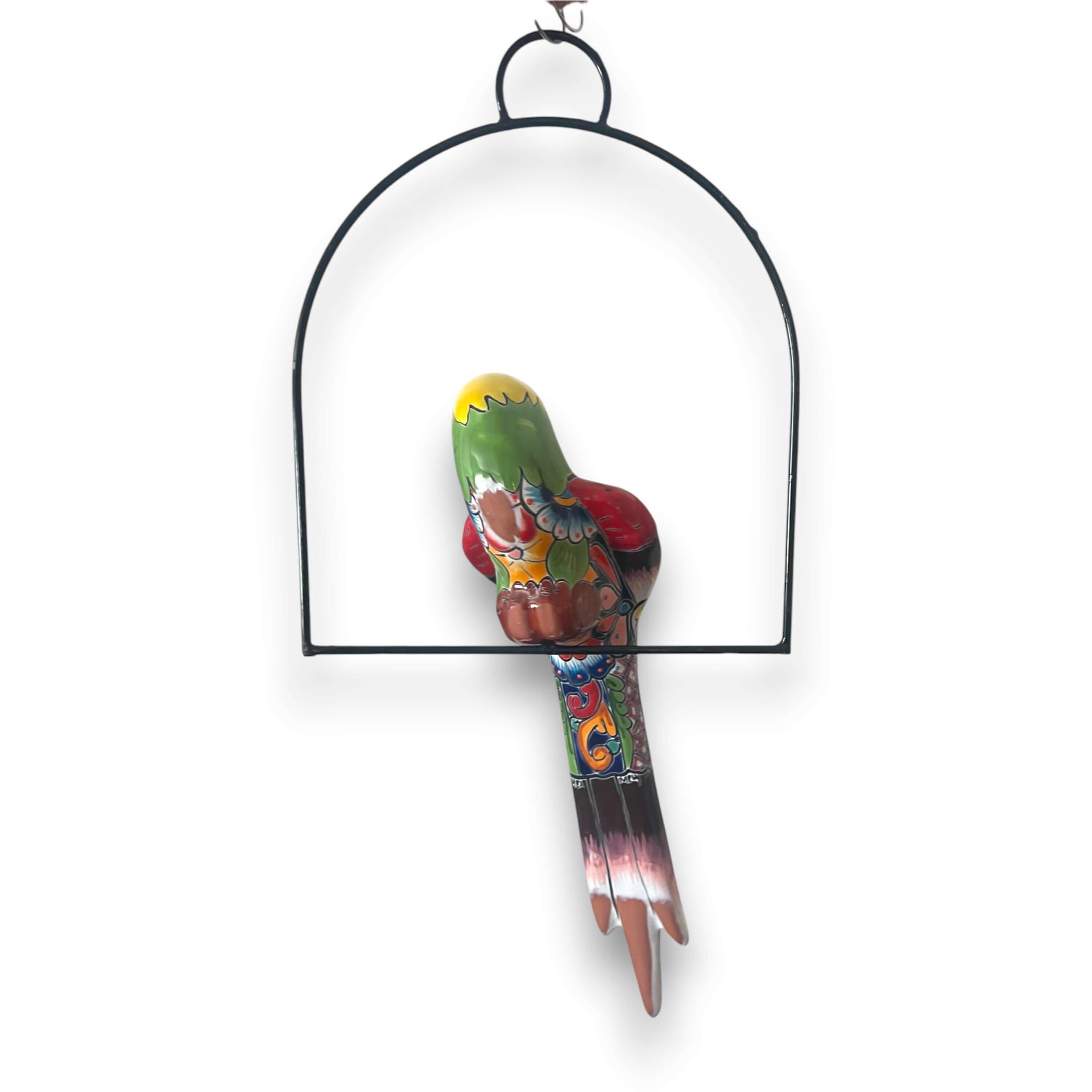 Talavera Hanging Parrot | Colorful Mexican  Bird