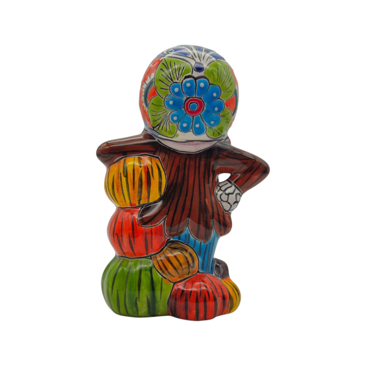 Handcrafted Talavera Skeleton Statue | Vibrant Day of the Dead Calavera Decor
