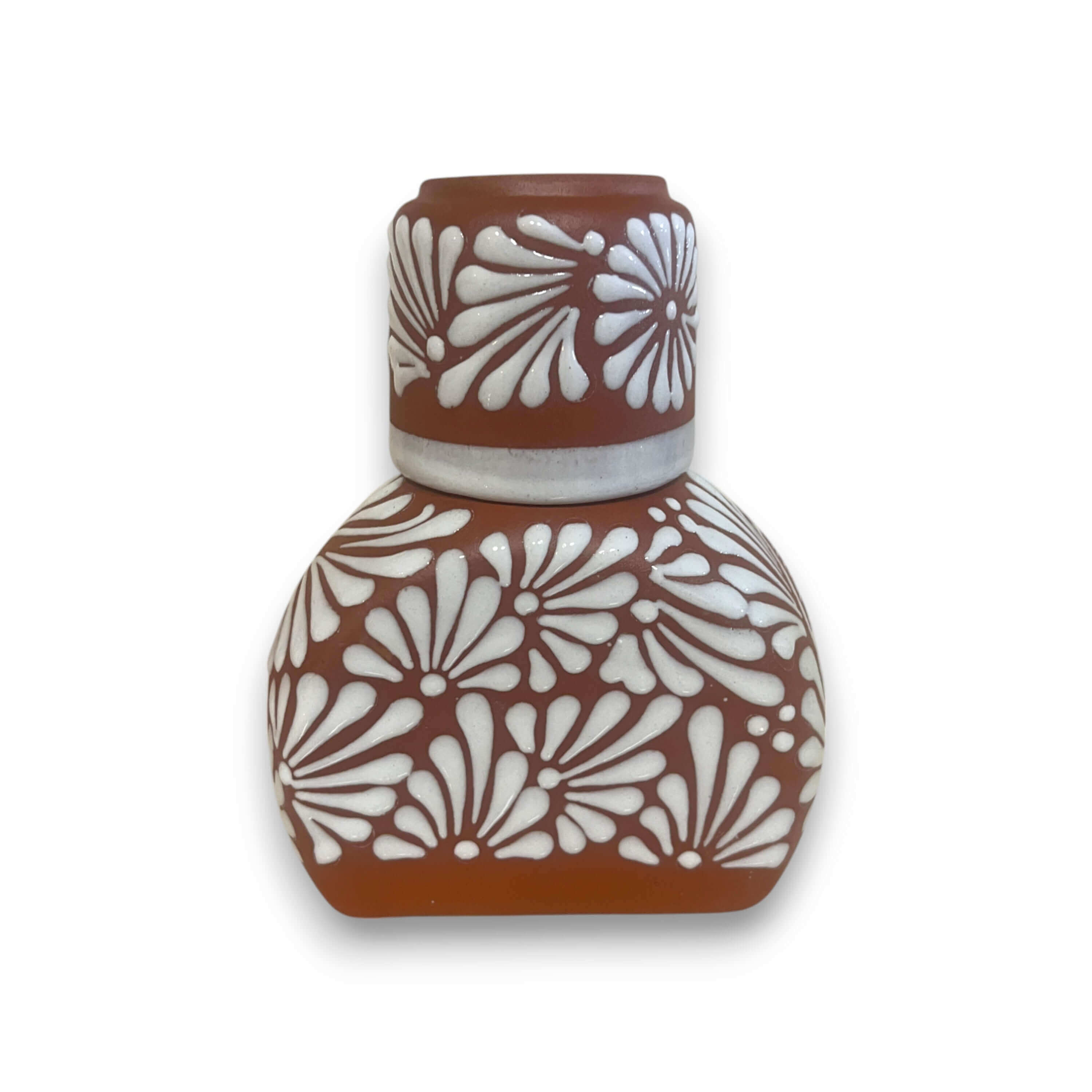 Terracotta Water Carafe Set | Hand-Painted Talavera-Style Bedside Decanter