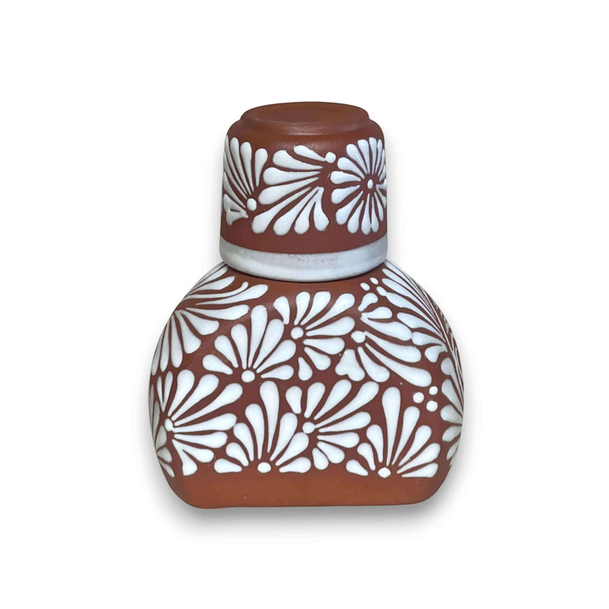 Terracotta Water Carafe Set | Hand-Painted Talavera-Style Bedside Decanter