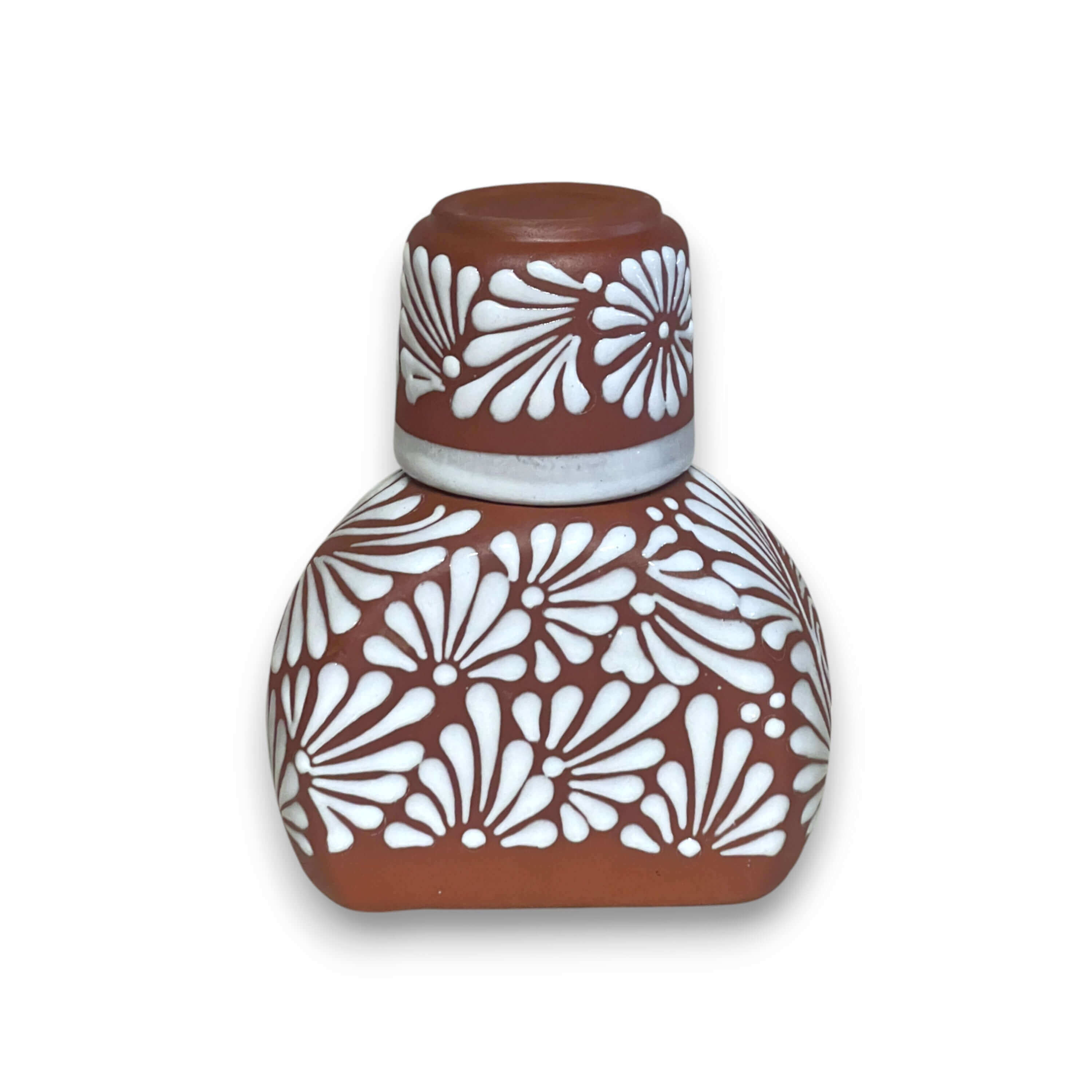 Terracotta Water Carafe Set | Hand-Painted Talavera-Style Bedside Decanter