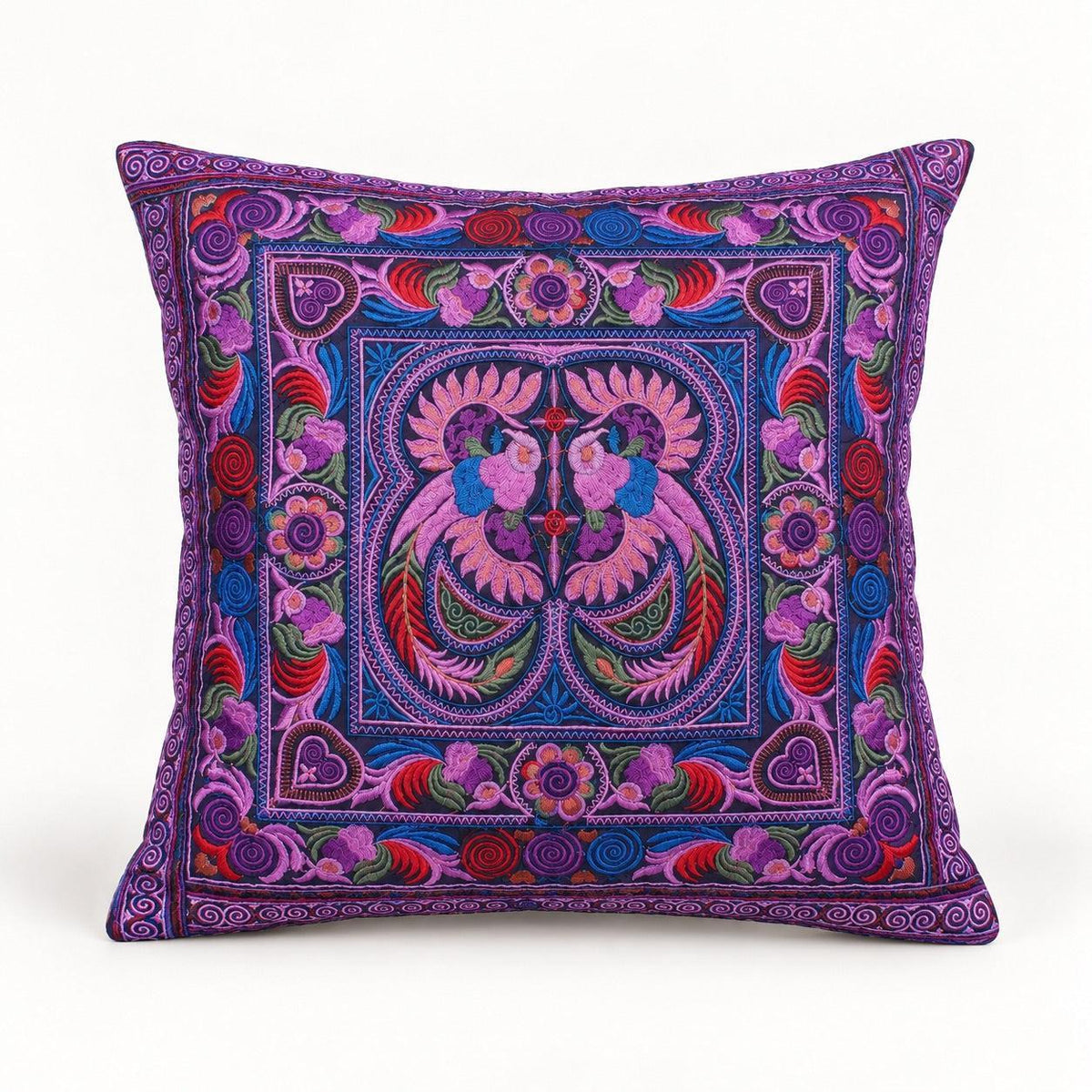 Hmong Bird Embroidered Pillow Cover - Thailand