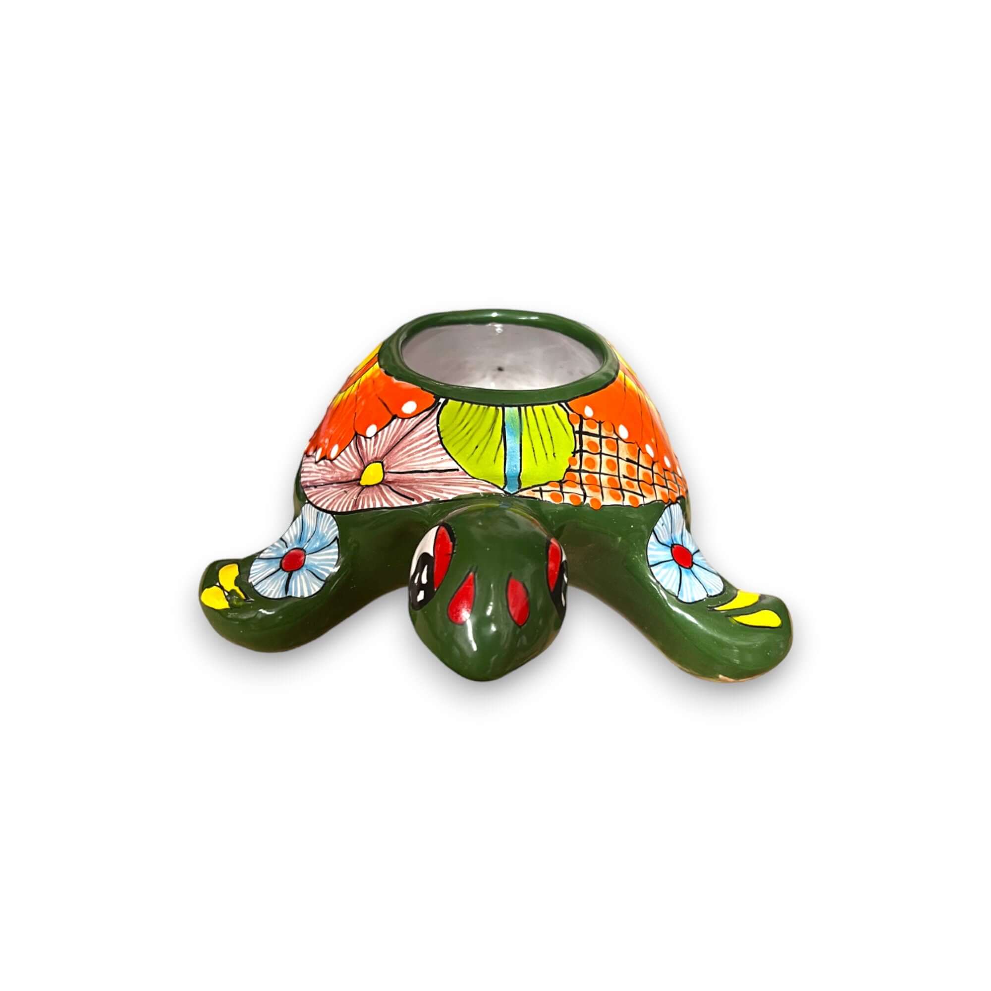 Small Talavera Sea Turtle Planter | Hand-Painted Mexican Turtle Pottery