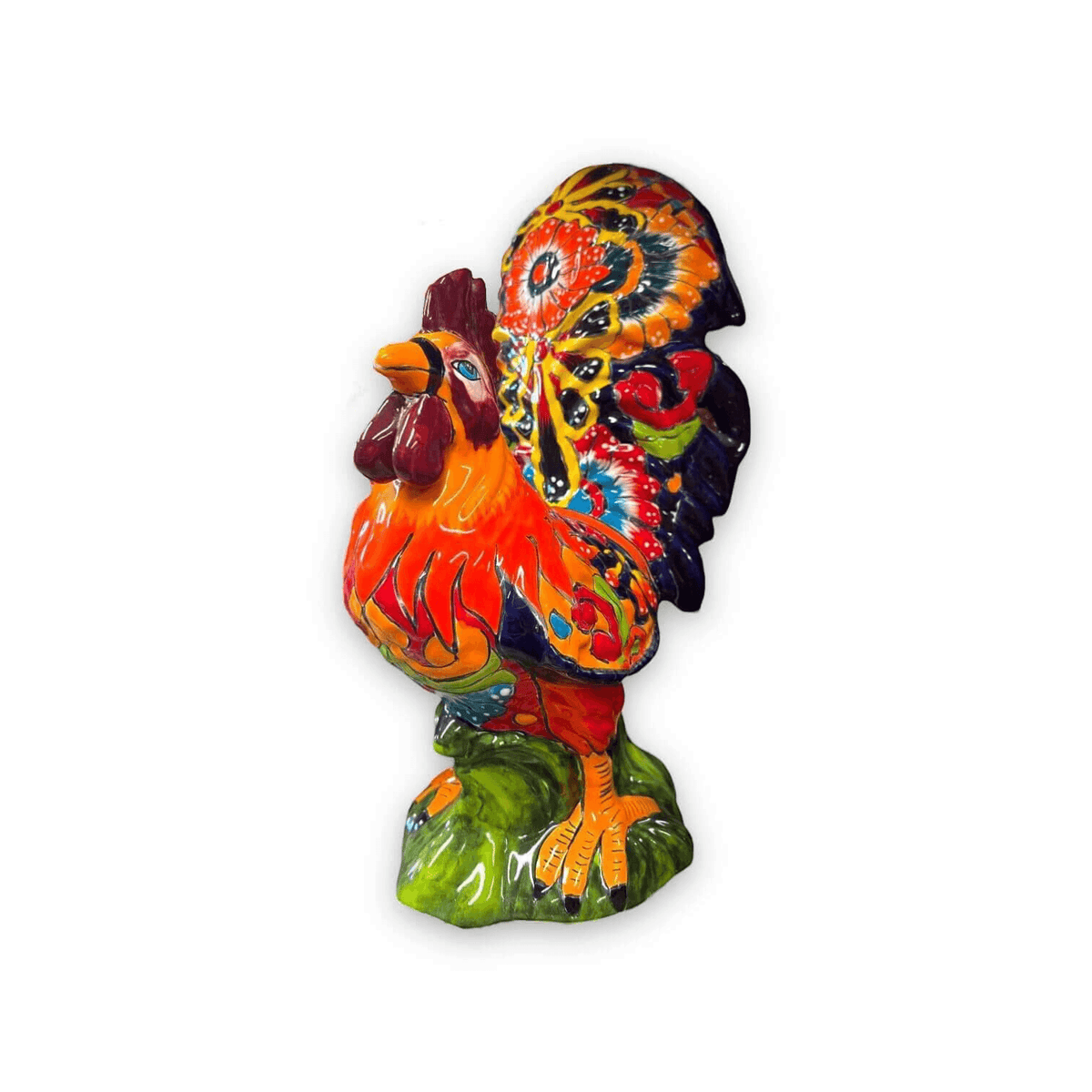 Talavera Rooster Statue | Large Hand-Painted Ceramic Decor