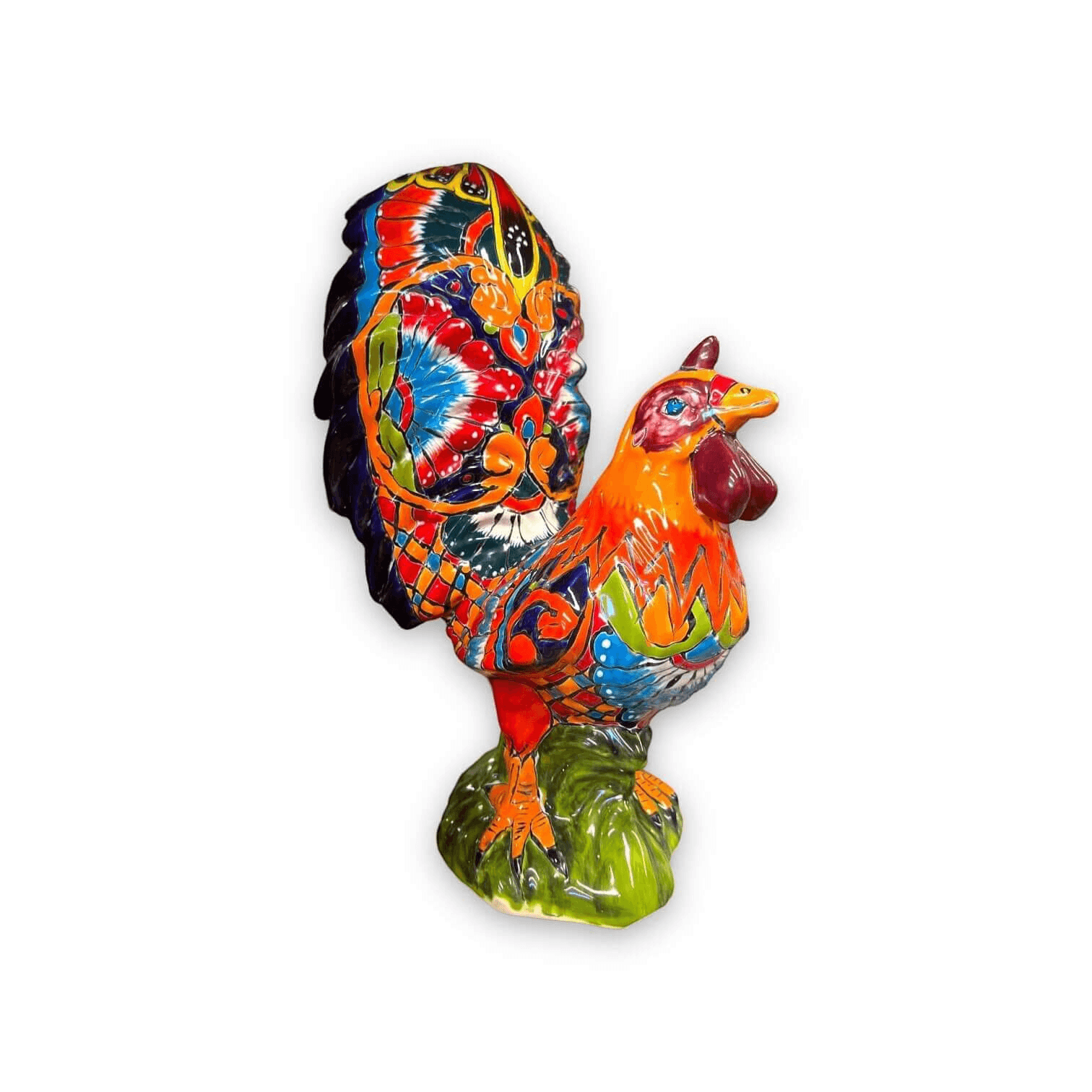 Talavera Rooster Statue | Large Hand-Painted Ceramic Decor