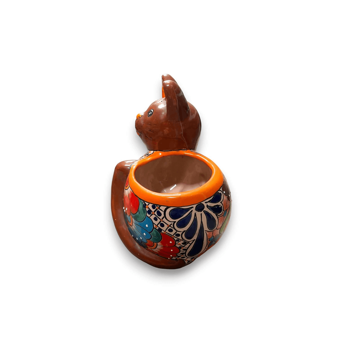Handmade Cat Planter | Hand Painted Cat Talavera Artwork (Medium Size)