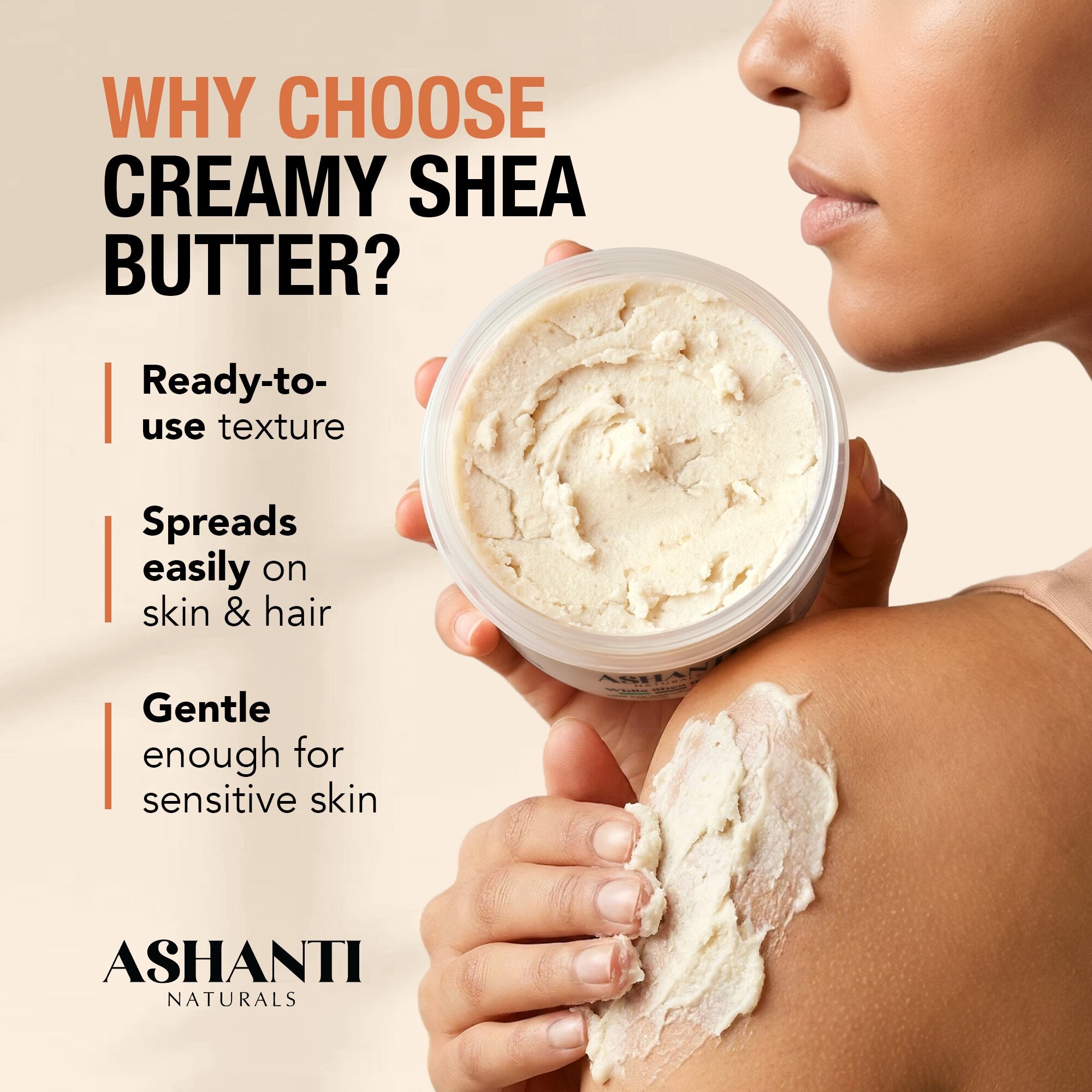 ASHANTI NATURALS 100% White Shea Butter - Creamy