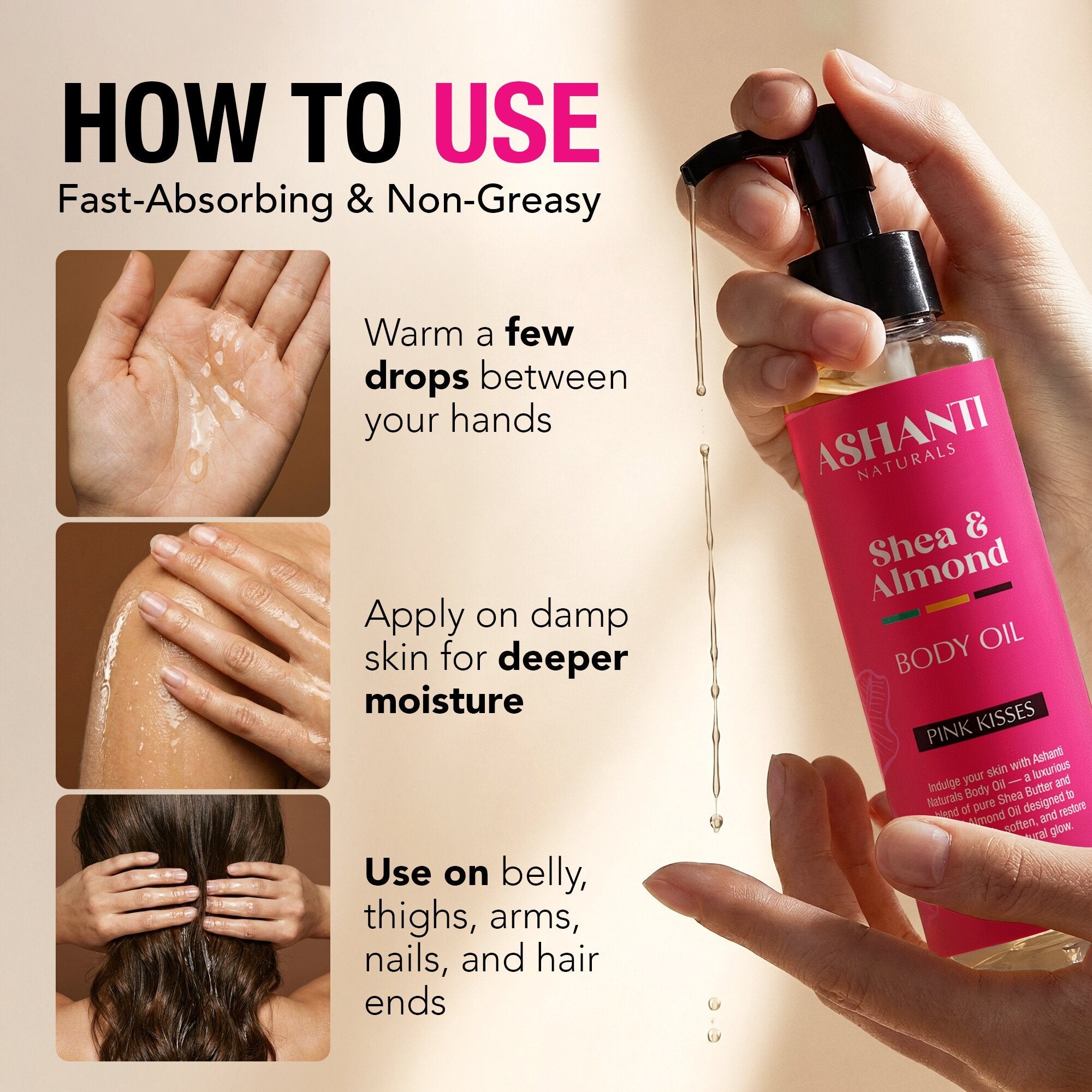 ASHANTI NATURALS Shea & Almond Body Oil - Pink Kisses