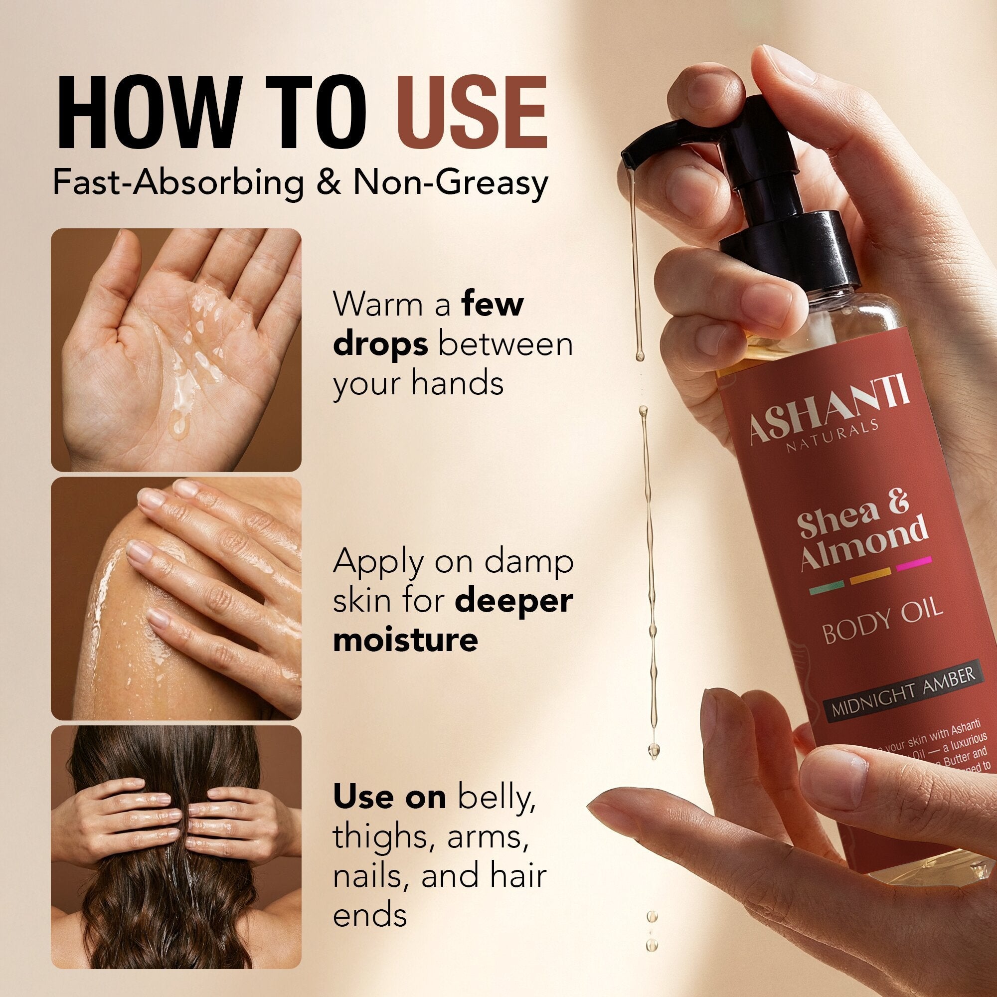 ASHANTI NATURALS Shea & Almond Body Oil - Midnight Amber
