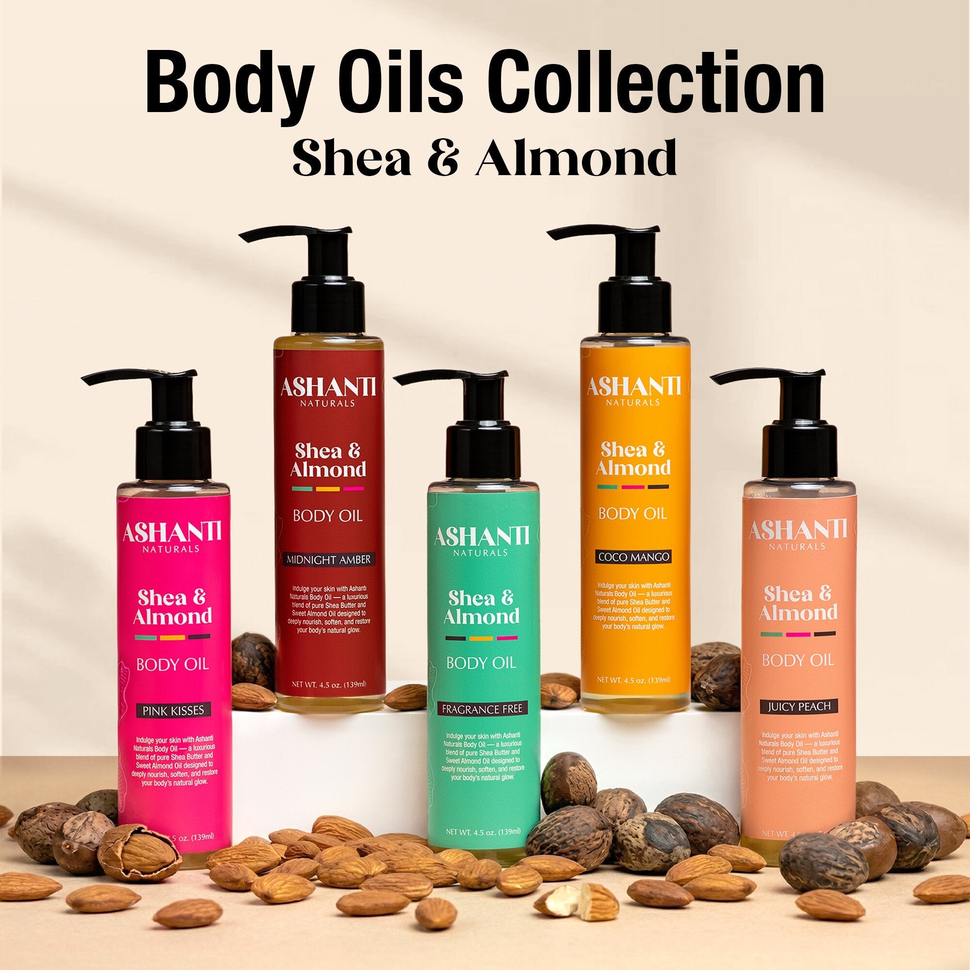 ASHANTI NATURALS Shea & Sweet Almond Body Oil - Fragrance Free