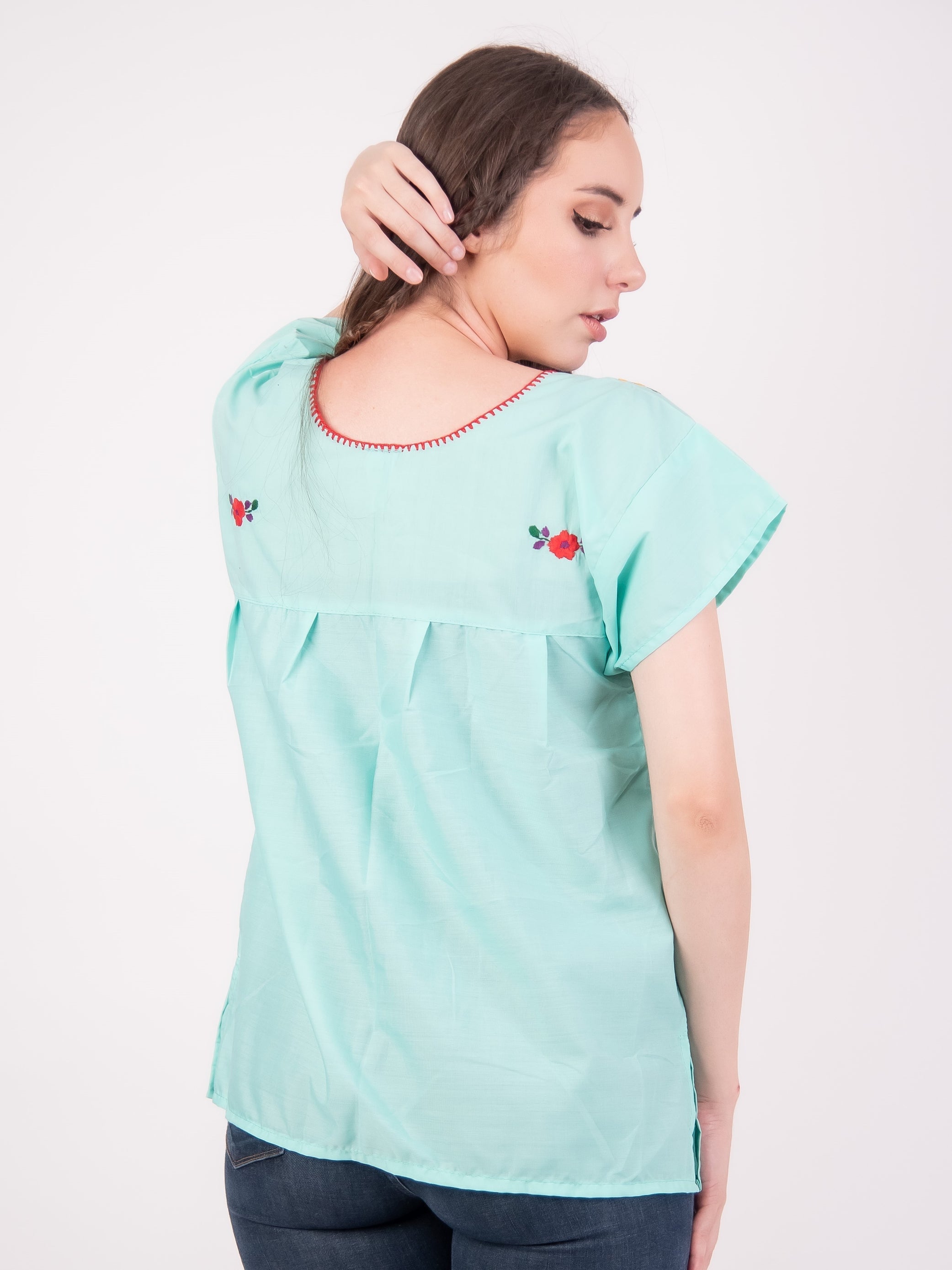Tehuacan Embroidered Blouse Hot Pink