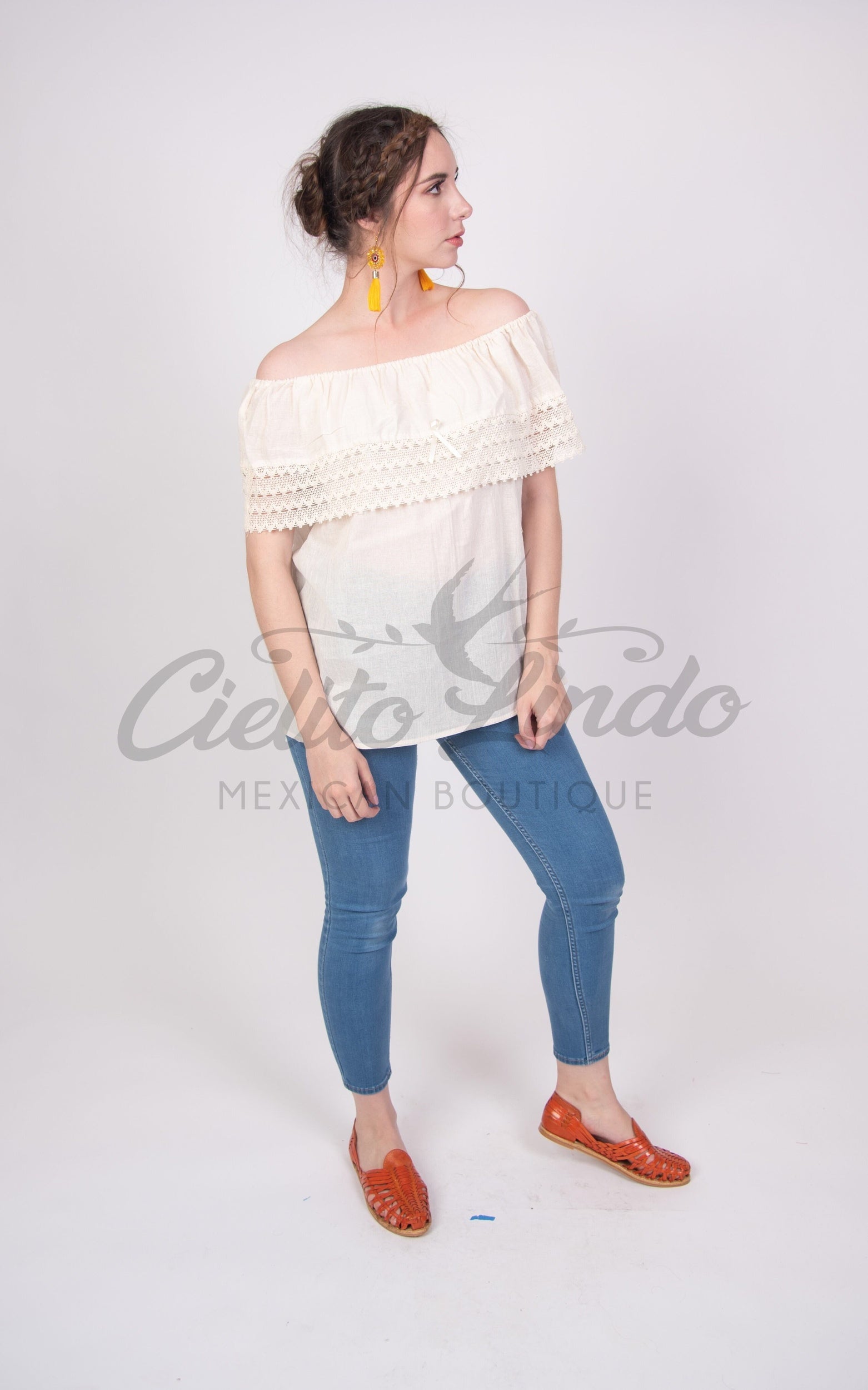 Campesina Off the Shoulder Blouse Ivory