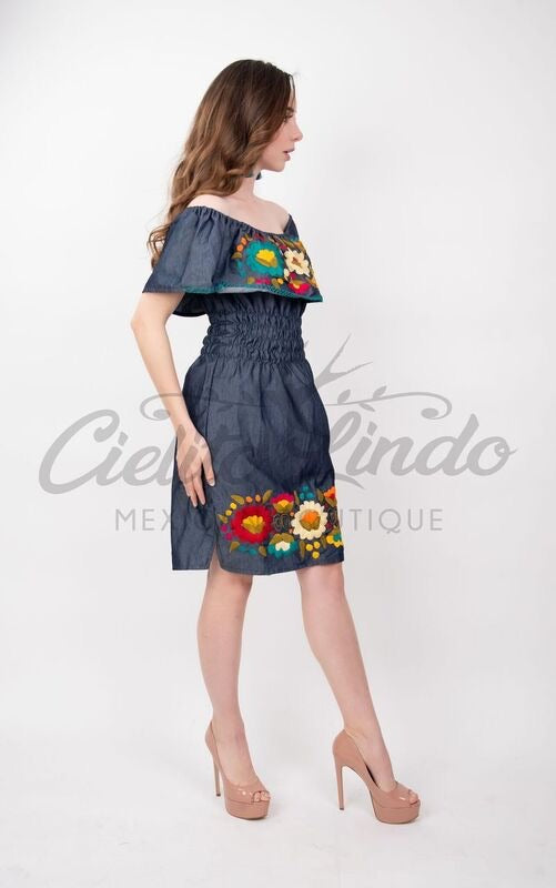 Viridiana Off the Shoulder Denim Dress