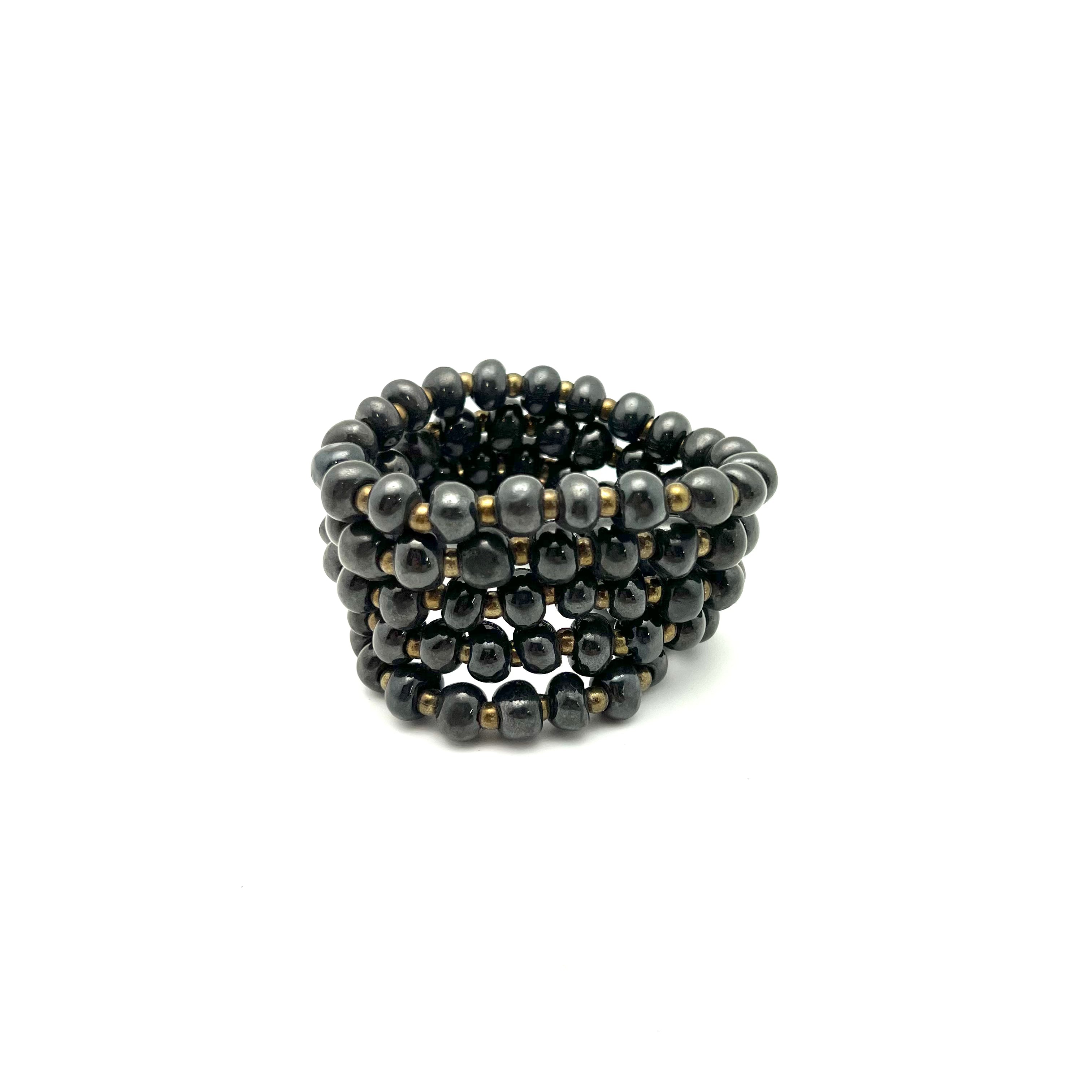 Simple Ceramic Bracelet- Charcoal Glaze